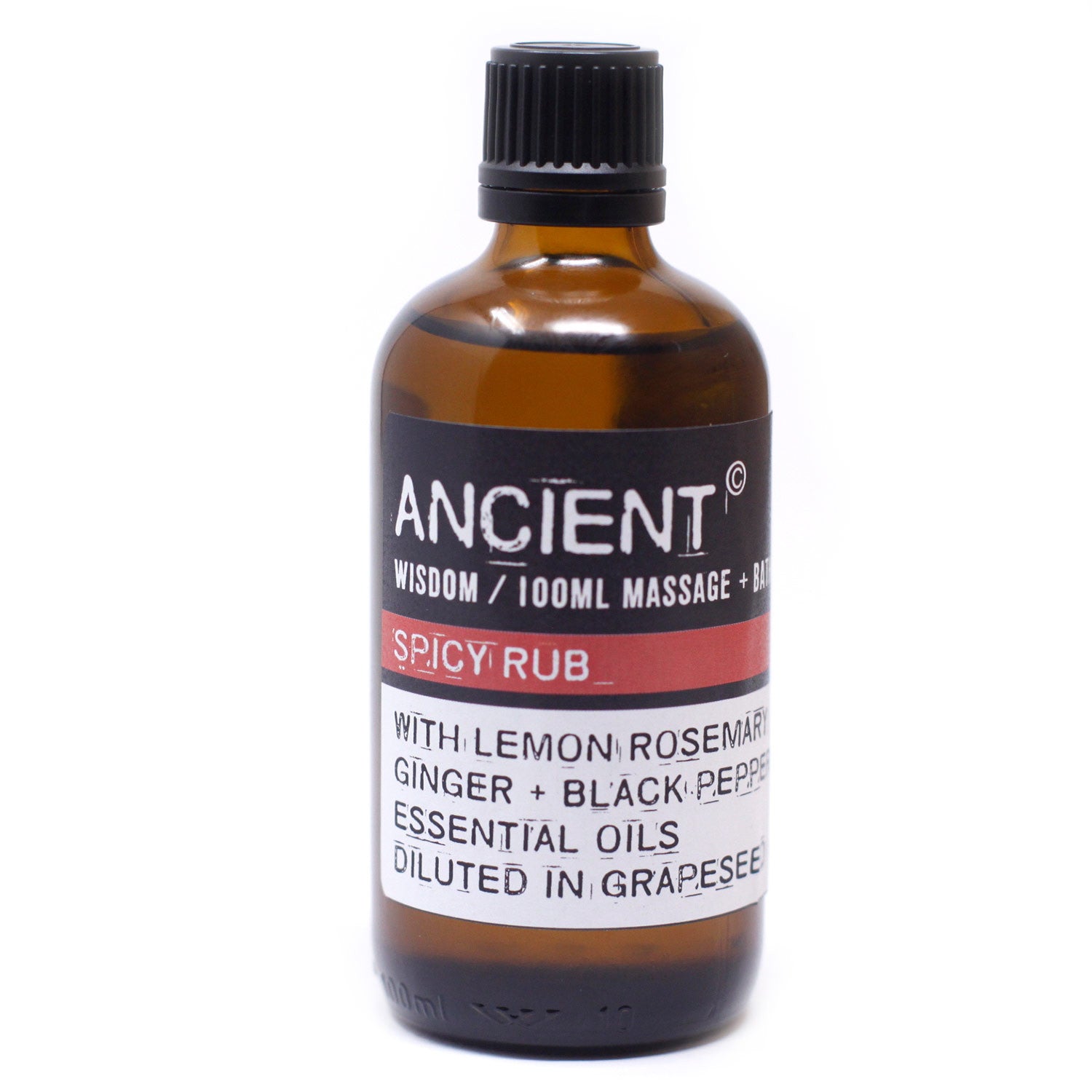 Spicy Rub! Lemon, Rosemary, Black Pepper & Ginger Essential Oils - Bath & Massage Oil 100ml